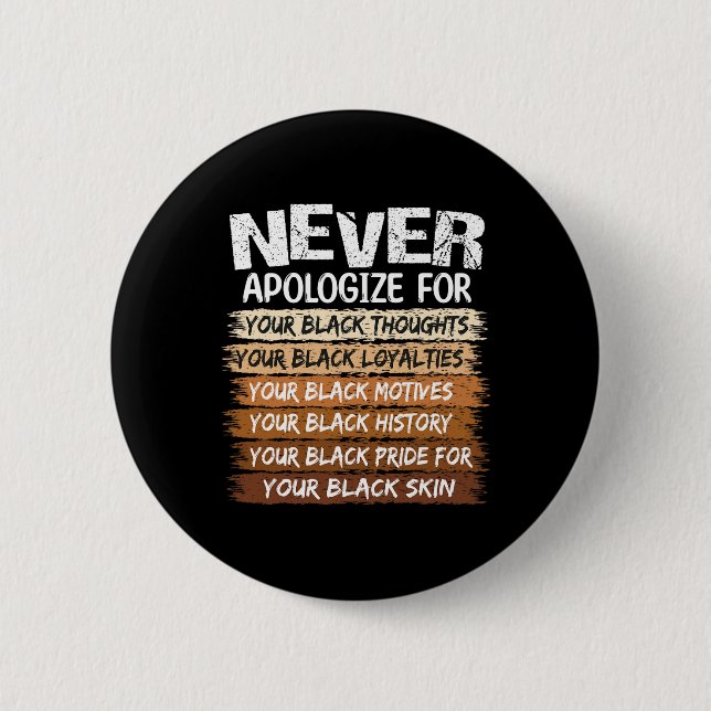 Bóton Redondo 5.08cm Nunca Peça Desculpas Mês da História Negra Blm Mel (Frente)