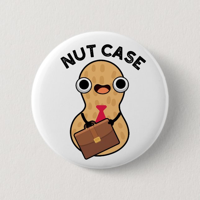Bóton Redondo 5.08cm Nut Case Engraçado Peanut Puns (Frente)