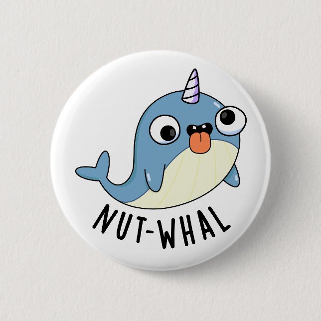 Bóton Redondo 5.08cm Nut-whal Funny Narwhal Pun (Frente)