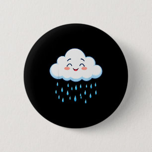 Bóton Redondo 5.08cm Nuvens Brancas Fantasia de Gota de Chuva Natal Hal