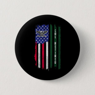 Bóton Redondo 5.08cm O6 Coronel Coronel Rank American Flag Veteranos