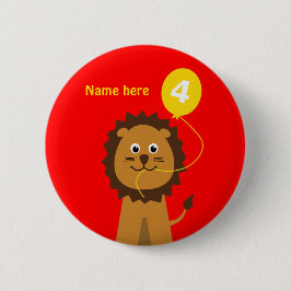 Bóton Redondo 5.08cm o 4o leão do aniversário adiciona o vermelho