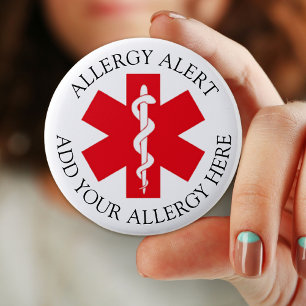 Bóton Redondo 5.08cm O alerta da alergia, costume adiciona seu aviso da