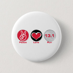 Bóton Redondo 5.08cm O amor da paz funciona 13,1 meia maratona