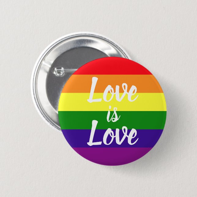 Bóton Redondo 5.08cm O Amor é Amor Arco-íris Orgulho Gay (Frente & Verso)