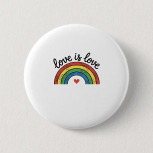 Bóton Redondo 5.08cm O Amor É Amor Camisa Vintage Coração Arco-Íris Des