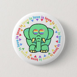 Bóton Redondo 5.08cm O amor é amor Colorido Elefante Fofo Orgulho LGBTQ