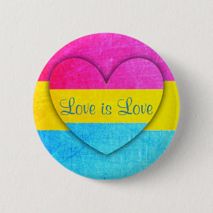 Bóton Redondo 5.08cm O amor é botão Pansexual da bandeira do amor
