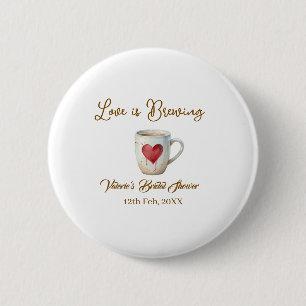 Bóton Redondo 5.08cm O amor está preparando caneca de café branca coraç