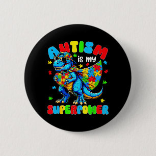 Bóton Redondo 5.08cm O Autismo é o Superwer Dinossauro Puzzle Homens Au