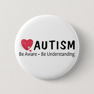 Bóton Redondo 5.08cm O autismo esteja ciente esteja compreendendo