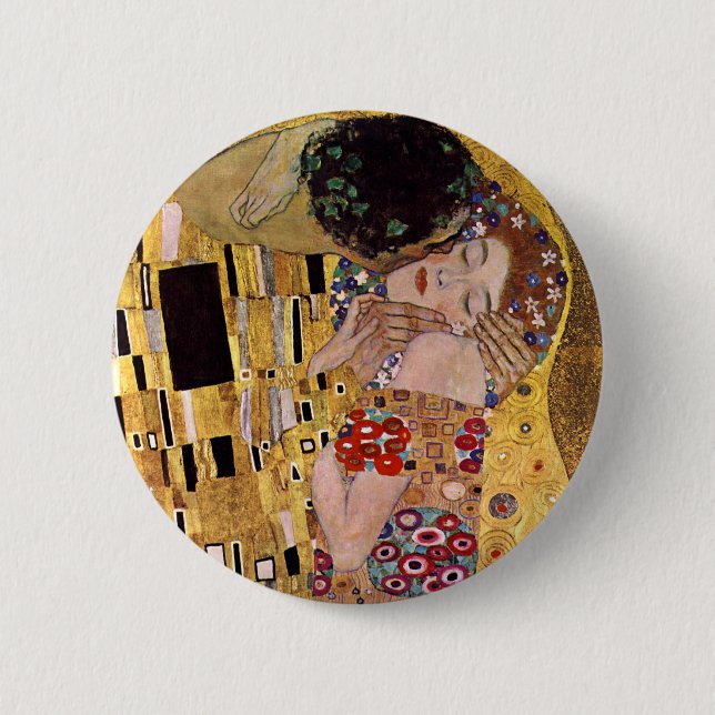 Bóton Redondo 5.08cm O Beijo, Gustav Klimt (Frente)