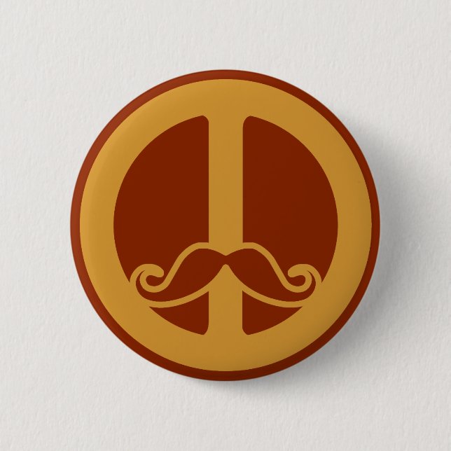 Bóton Redondo 5.08cm O botão Peace Stache (Frente)