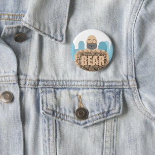 Bóton Redondo 5.08cm O carrinho estilizado do homem urso careca musculo
