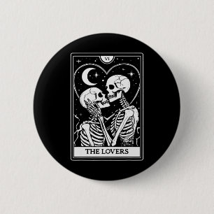 Bóton Redondo 5.08cm O Cartão Tarot dos Amantes - Esqueletos Beijos - H