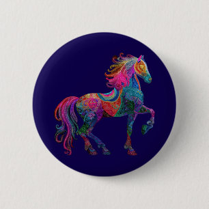 Bóton Redondo 5.08cm O Cavalo Bordado
