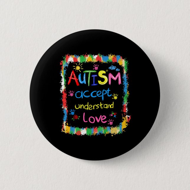 Bóton Redondo 5.08cm O conceito de conscientização do Autismo de Brusha (Frente)