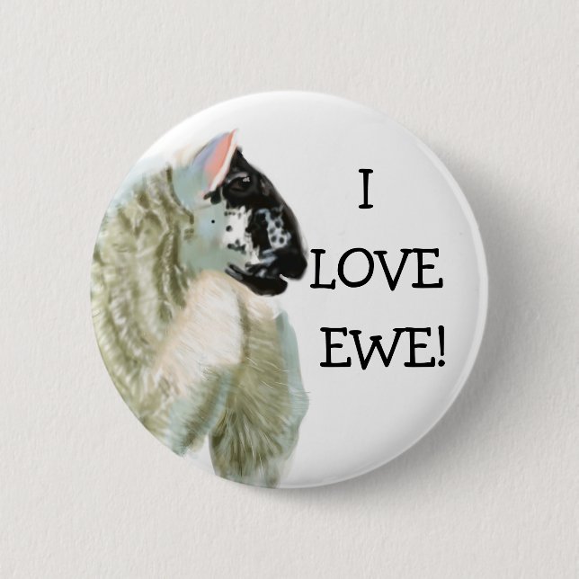 Bóton Redondo 5.08cm O cordeiro bonito ama a ovelha (Frente)