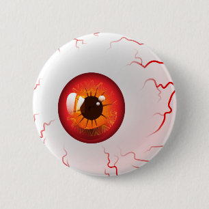Bóton Redondo 5.08cm O Dia das Bruxas feliz! Globo ocular vermelho