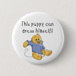Bóton Redondo 5.08cm O filhote de cachorro veste acima o camiseta e os