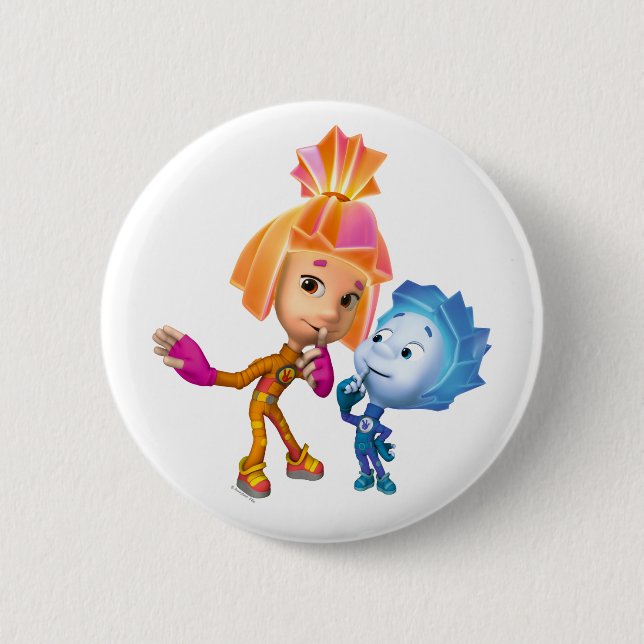 Bóton Redondo 5.08cm O Fixies | Simka e Nolik (Frente)