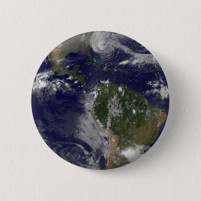 Bóton Redondo 5.08cm O Furacão Sandy Na Costa Leste Dos Eua. (Frente)