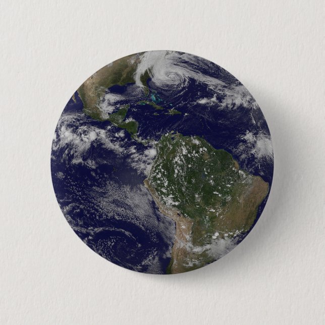 Bóton Redondo 5.08cm O Furacão Sandy Na Costa Leste Dos Eua. 2 (Frente)