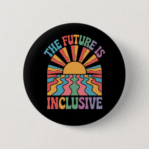 Bóton Redondo 5.08cm O Futuro É Inclusivo LGBTQ Arco-Íris Orgulho Retro