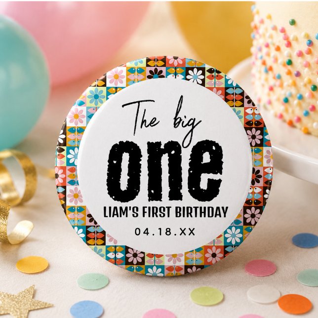 Bóton Redondo 5.08cm O Grande 1º Aniversário (The BIG One 1st Birthday Button)