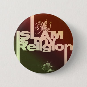 Bóton Redondo 5.08cm O Islão é minha religião - impressão árabe