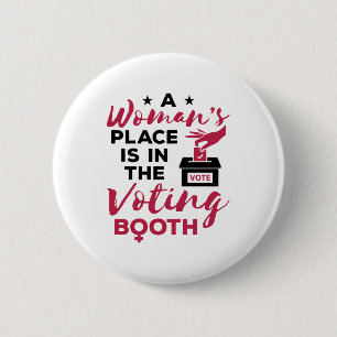 Bóton Redondo 5.08cm O lugar de uma mulher é no bar de votação