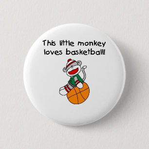 Bóton Redondo 5.08cm O macaco pequeno ama o basquetebol