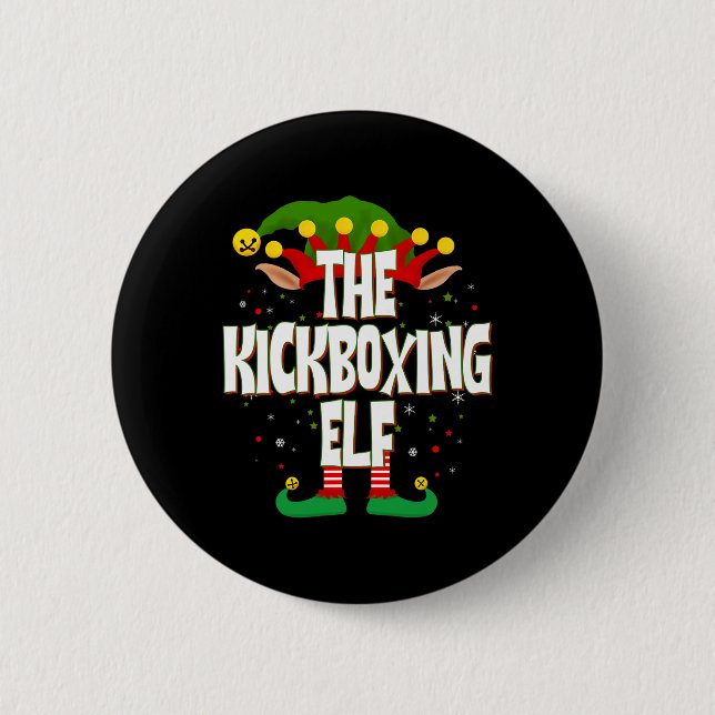 Bóton Redondo 5.08cm O Natal do Elfo de Kickboxing  (Frente)