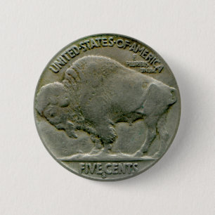 Bóton Redondo 5.08cm O níquel do "búfalo" de 1936 E.U. ata o botão