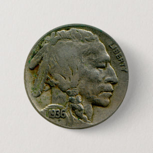 Bóton Redondo 5.08cm O níquel do "búfalo" de 1936 E.U. dirige o botã