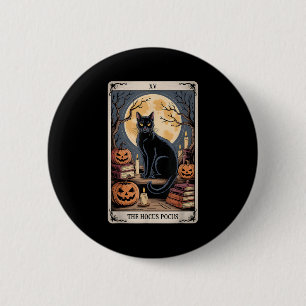Bóton Redondo 5.08cm O Pocus Tarot Halloween Cat Pumpkin Mystic