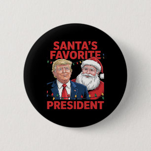 Bóton Redondo 5.08cm O presidente favorito do Papai Noel Santa Trump Da