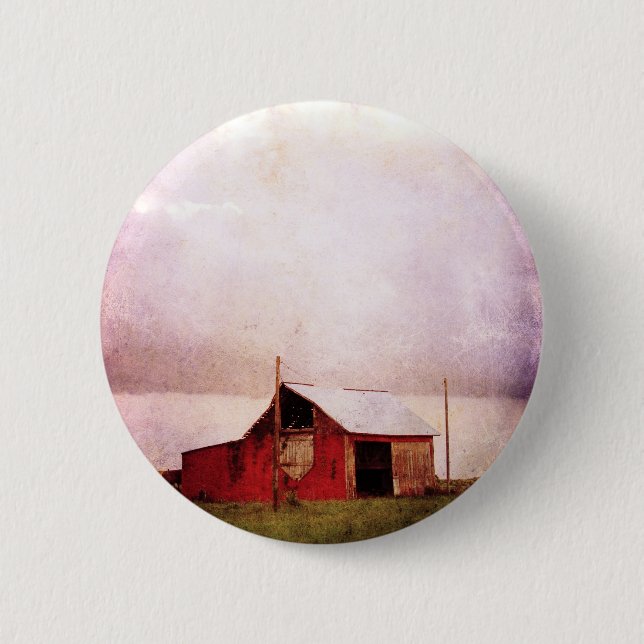 Bóton Redondo 5.08cm O Red Barn no Sunset (Frente)