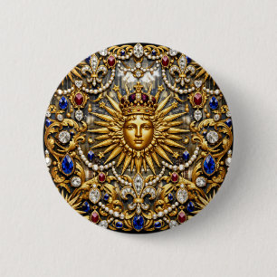 Bóton Redondo 5.08cm O Rei Sol Versalhes francês ornamentado