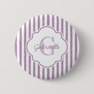 Bóton Redondo 5.08cm O roxo chique pintado listra o monograma e o nome