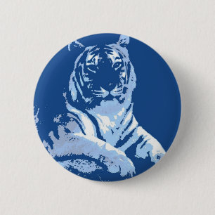 Bóton Redondo 5.08cm O Tigre Pop de Arte Azul