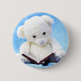 Bóton Redondo 5.08cm O urso de ursinho branco bonito leu o livro