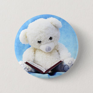 Bóton Redondo 5.08cm O urso de ursinho branco bonito leu o livro