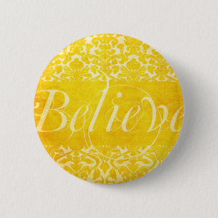 Bóton Redondo 5.08cm O vintage acredita o botão amarelo do damasco