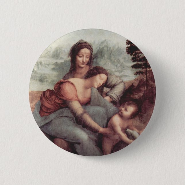 Bóton Redondo 5.08cm O Virgin e a criança com St Anne (Frente)