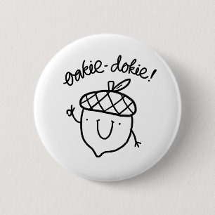 Bóton Redondo 5.08cm Oakie Dokie Cute Acorn Pin Botão