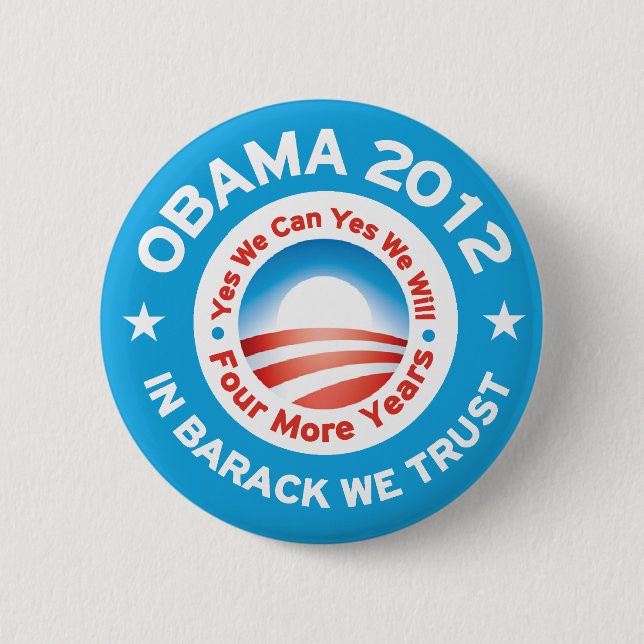 Bóton Redondo 5.08cm Obama 2012 - Em Barack nós confiamos (Frente)