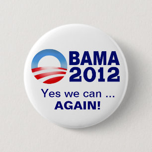 Bóton Redondo 5.08cm Obama 2012 - Sim nós podemos… Outra vez! Botão
