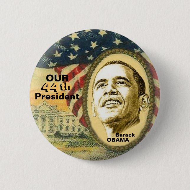 Bóton Redondo 5.08cm Obama 44 (Frente)