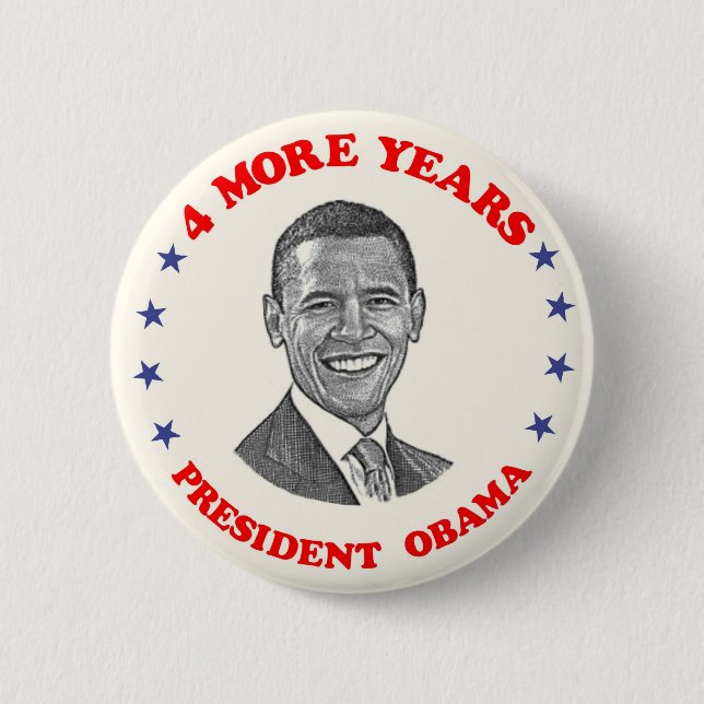 Bóton Redondo 5.08cm Obama 4 mais anos (Frente)